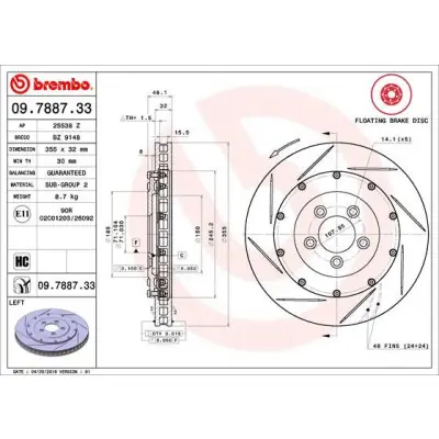 Disco de freno BREMBO 09.7887.33 Más Vendido